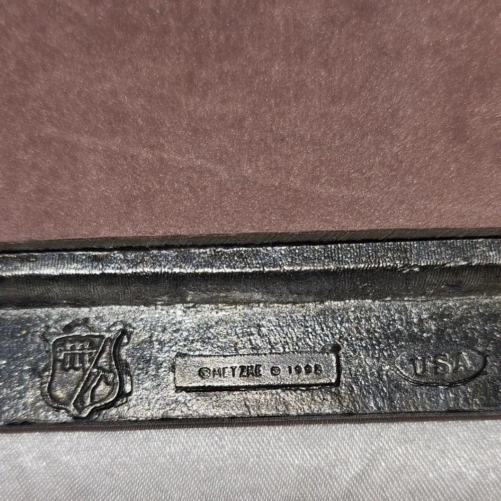 Vintage Metzke 1991 Handcrafted Antiqued Pewter Wedding Bells Birds‎ Photo Frame